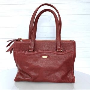 Tahari Red Leather Shoulder Bag